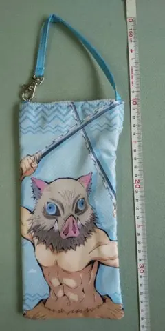 イノスケ 水筒カバー、 水色 取り外しストラップ付き