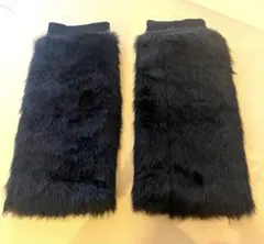 レッグウォーマー フェイクファー 黒 M