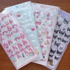 マイメロディ・ハローキティ・クロミ・シナモンロールの４枚　立体シールセット