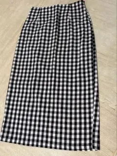 YEVS黒と白のチェック柄タイトスカート
