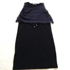ROYAL PARTY ネイビー レーストップス付きワンピース