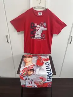 大谷翔平 MVP Tシャツ＆ タオルセット　Lサイズ 赤のサムネイル