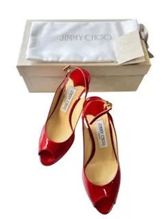 JIMMY CHOO レッド オープントゥパンプス 34 22㎝ パンプス