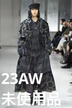 ヨウジヤマモトプールオム 23AW 墨染め裾フリンジペイズリーシャツ