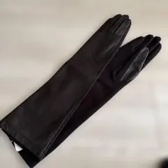 新品☆冬用レザーウールロンググローブ☆ダークブラウン