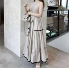 FRAY I.D（フレイアイディー）　ニットコンビティアードワンピース