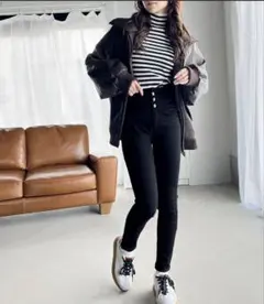 ブラック スキニーデニム ハイウエスト