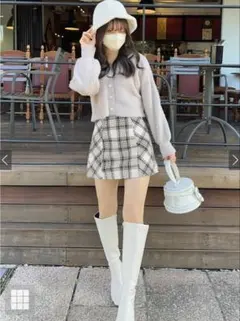 GRL インパン裏地付きチェック柄ツイードミニスカート[ta088] M