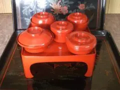 お値下げ　輪島塗 明治期 木製 朱漆 吸物椀 飯椀等 煮物椀他 漆器1セット◆◇