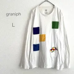 【グラニフ】ぞうのエルマー パッチワーク 刺繍 長袖Tシャツ (L) 綿100のサムネイル