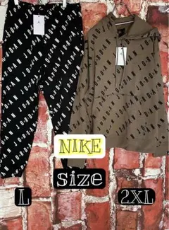 新品　NIKE パンツ　Air ジョーダン　セットアップ　ブラック　総柄