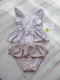 ベビー水着 女の子 80cm ギンガムチェック