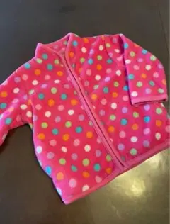 ★美品★マザウェイズ ★フリースジャケット ★80★女の子ベビーピンク水玉ドット