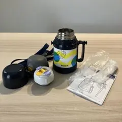 【2wayキッズ水筒】 ピーコック 400ml ストロー未使用　ブルーグレーのサムネイル
