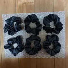 未使用サテンブラックヘアゴム6個セット