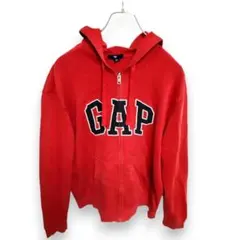 【ギャップ】男女共用 メンズ パーカー M スウェット ジップアップ ロゴ 赤