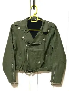 ミリタリージャケット　ライダース　 カーキ色