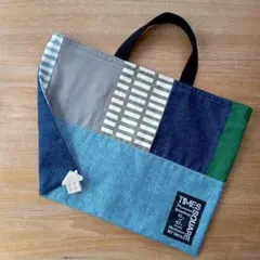 いろとりどり✴6　レッスンバッグ　絵本袋　入園入学グッズ　格子×2　パッチワーク