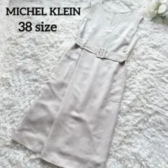 MICHEL KLEIN ベルト付 ノースリーブワンピース ポケット 麻混 38のサムネイル