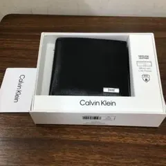 新品　Calvin Klein 二つ折り財布 黒 本革