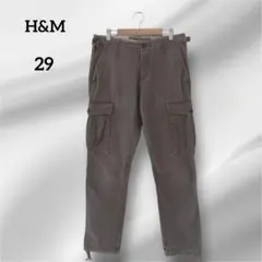 H&M カーゴパンツ ドローコード付き カーキ　29のサムネイル