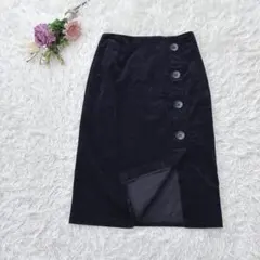 美品✻グレイル コーデュロイ タイトスカート ミディ丈 スリット シンプル 黒M