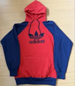 80's adidas ツートンパーカー フロッキープリント USA製 Lサイズ
