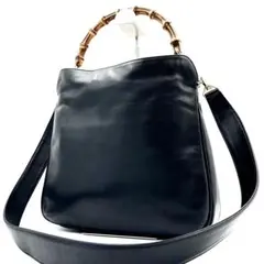 《美品》GUCCI バンブー レザー 2WAY ハンドバッグ ショルダーバッグ