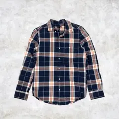 GAP チェックシャツ ネイビー スリムフィット XS アメカジ　渋め　コットン