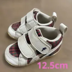 familiar×asics ベビーシューズ 12.5cm ホワイト/チェック