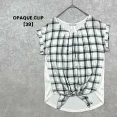 オペークドットクリップ　ドッキングTシャツ　白【38】ブラウス風　お洒落　半袖