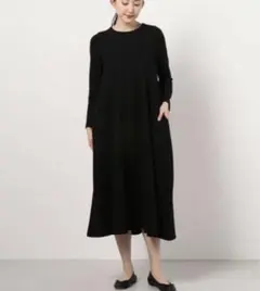 ビーミングバイビームス 長袖　ロングワンピース　ブラック　秋冬　秋服　冬服