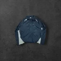 00s ナイキ ナイロンジャケット M ネイビー ドローコード Y2K 刺繍ロゴ