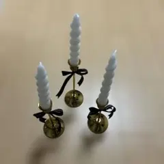 ホワイトキャンドルと金属ホルダー3本セット