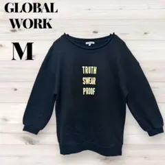 グローバルワーク M ロゴプリント トップス レディース 黒