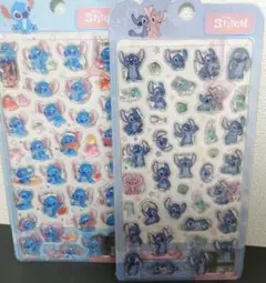 ぷっくり硬い　3Dシール　2枚　スティッチ