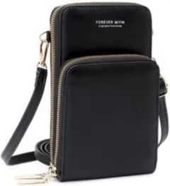 レディース スマホポーチ ショルダー 斜め掛けバッグ おしゃれ ブラック