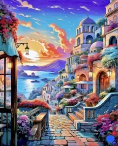 再入荷　123色　樹脂ビーズ　ダイヤモンドアートキット　夕日　海　景色