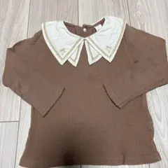 cottoli ブラウンTシャツ 大きな襟付き
