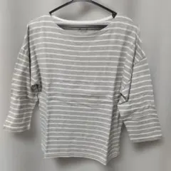 Avail ボーダー 五分袖 カットソー グレー Mサイズ
