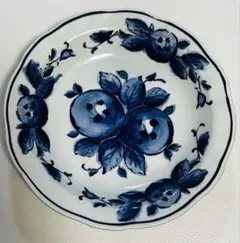 値下げしました！青い花と果物のデザイン皿　2点セット