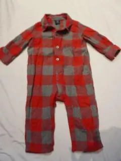 babyGap 赤・グレー チェックロンパース