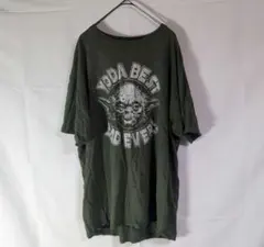 ✨​スターウォーズ ヨーダ Tシャツ M 雰囲気系 ボロ 古着 墨黒 オリーブ