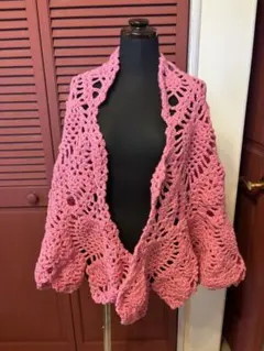 ハンドメイド ピンク ショール かぎ針編み