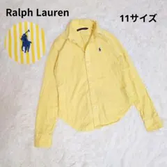 Ralph Lauren ストライプシャツ ブラウス イエロー 11 ポニー刺繍