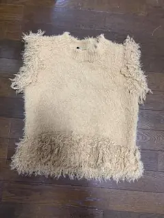 ZARA フリンジニットベスト　イエロー