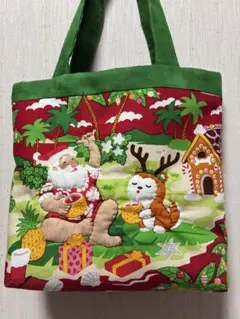 ハワイアンキルトクリスマストートバッグ