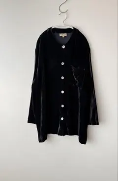90s usa製 ベルベット カーディガン ブラック hookedのサムネイル