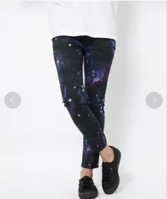 X-girl ギャラクシー柄 スキニーパンツ 宇宙柄 銀河柄 ブラックのサムネイル