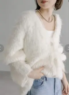 12/23までmystic ウール混シャギーカーディガン